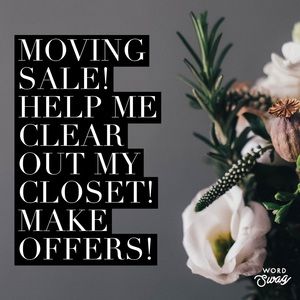 I’m moving! Help me clear out my closet! Make offers!